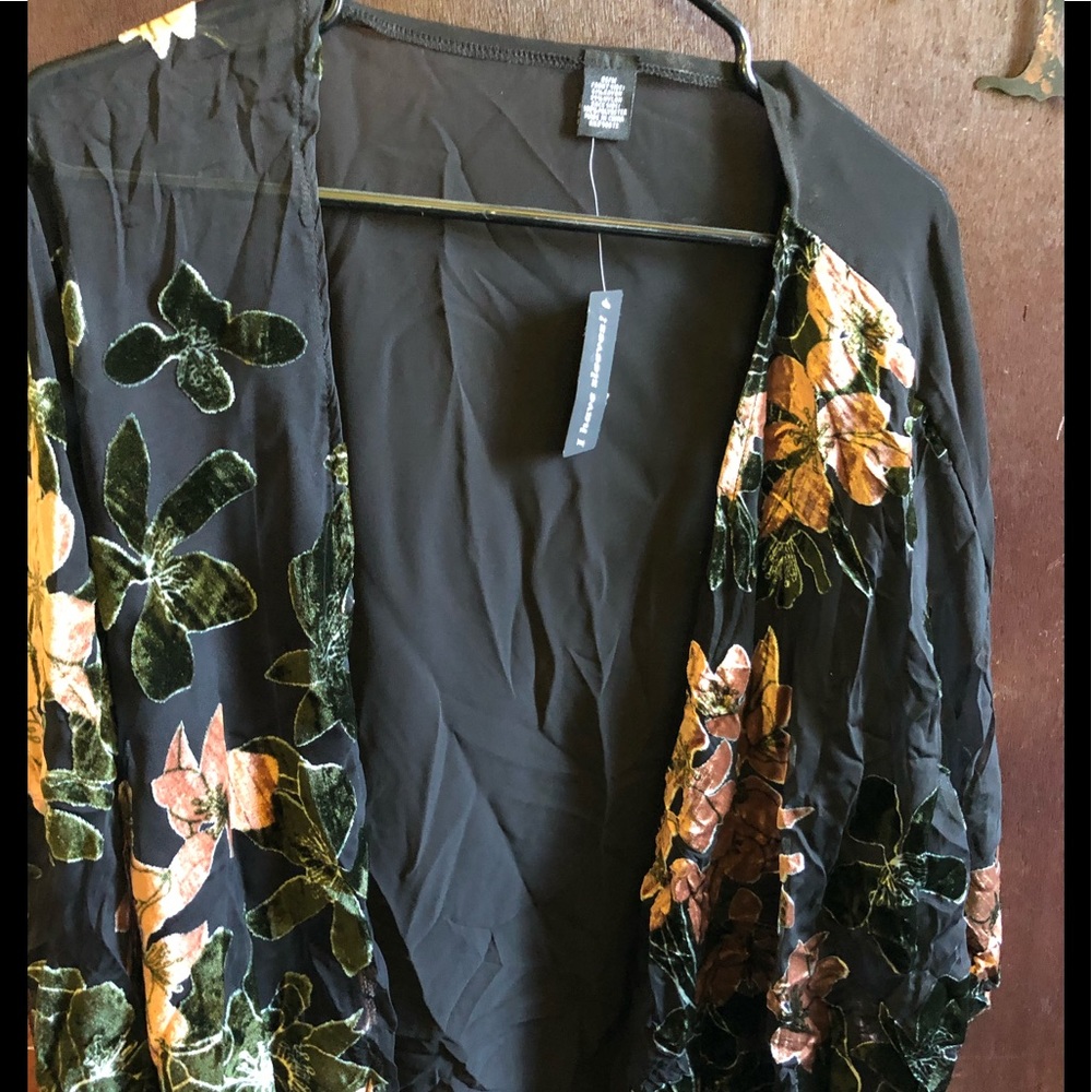 Burnout flower print kimono. One size fits most